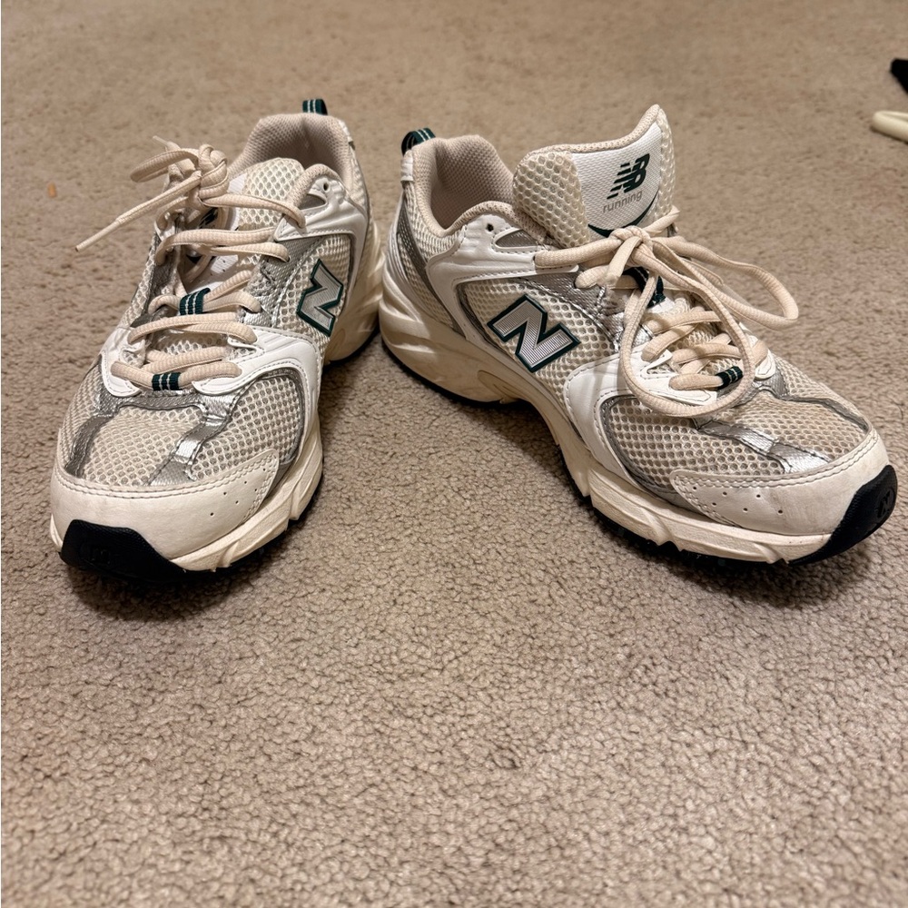 New Balance Cream and Gray Sneakers - Picture 2 of 3